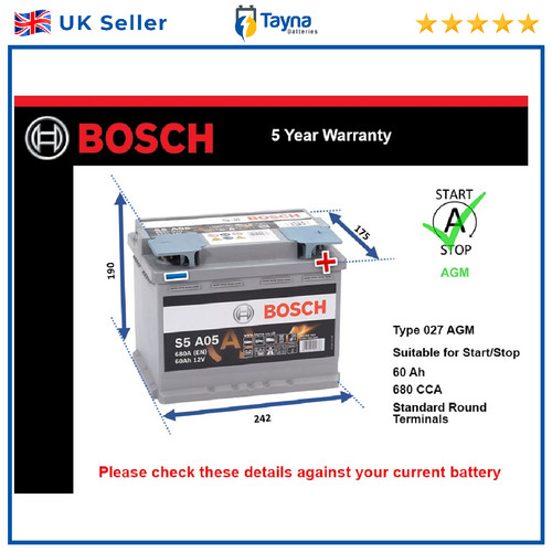 Agm car battery fits skoda - agm,
