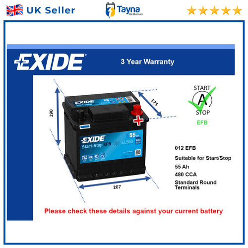 Efb car battery fits - car,