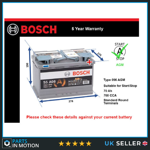 Agm car battery fits ford - ford, kuga