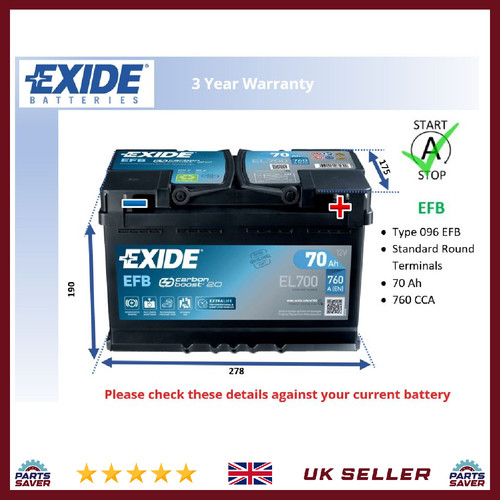 Efb car battery - efb, fits