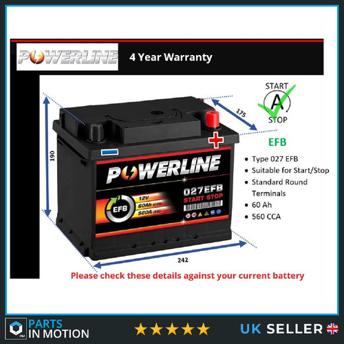Efb car battery fits - battery,