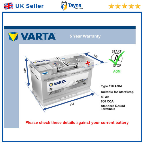 Agm car battery fits - battery,