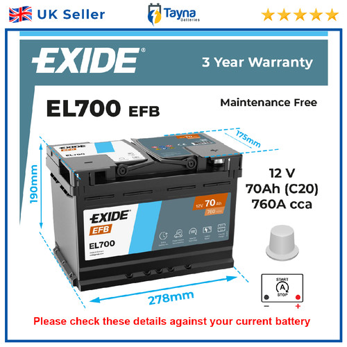 Efb car battery fits nissan - battery,