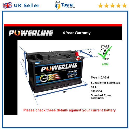 Agm car battery - agm, fits