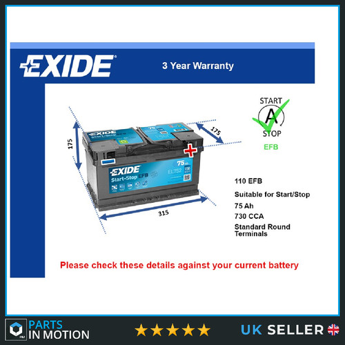 Efb car battery fits - battery,