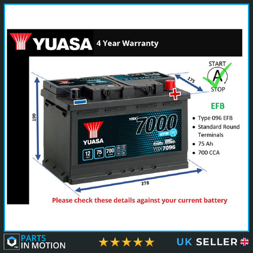 Efb car battery - fits, nissan