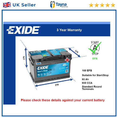 Efb car battery fits - efb,
